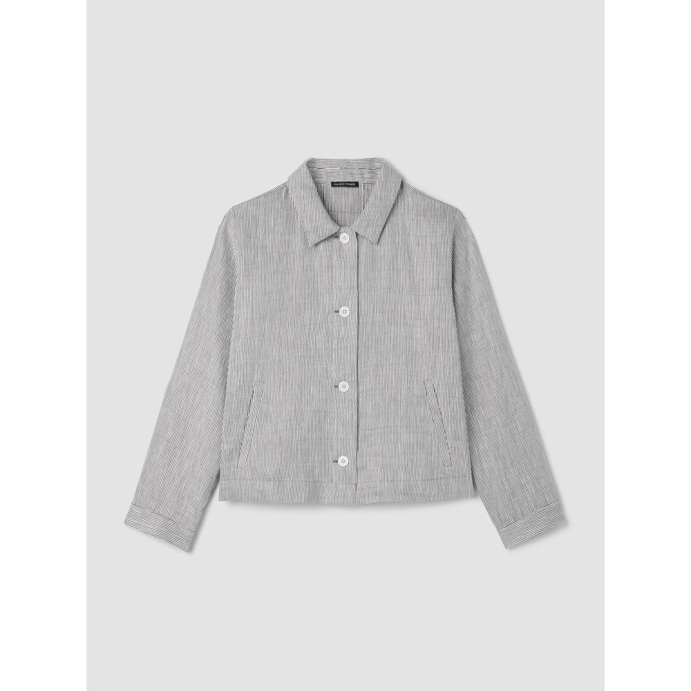 Eileen Fisher Wren Classic Collar Jacket Grey Stripe Size Medium New With Tags